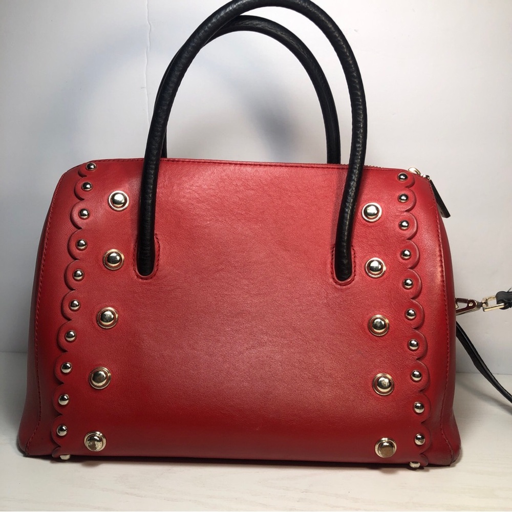 Kate Spade Madison Avenue Stewart Red Carpet Leather Studded Mega Lane Rare Bag - Picture 6 of 15
